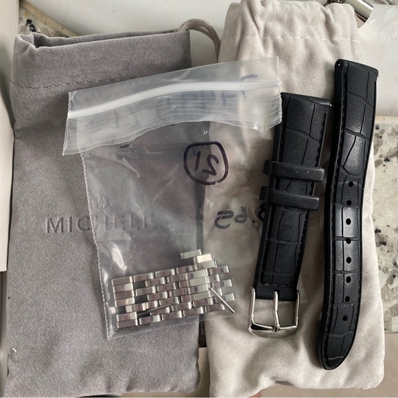 USED SLIGHTLY MICHELE SIDNEY MW30A00A0046 STAINLESS WHITE MOP DIAMOND DIAL WATCH - Picture 5 of 6